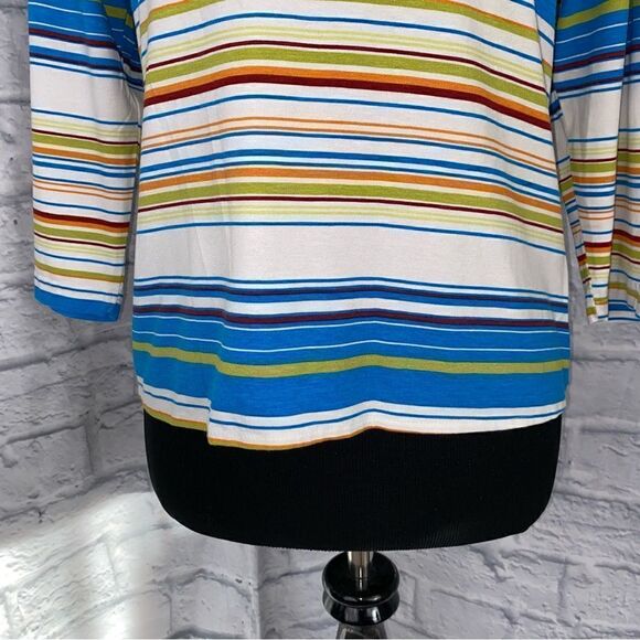 Cynthia max scoopneck long sleeve stripe top sz medium - Picture 2 of 9
